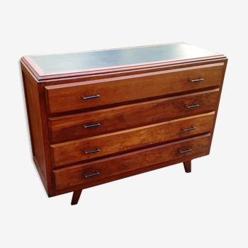 Massive and veneered wood chest of drawers