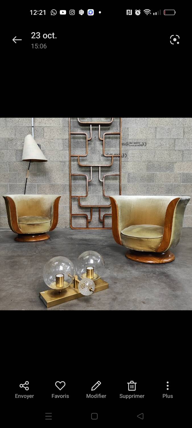 Pair of Art Deco armchairs 1930 "Le Malandre"