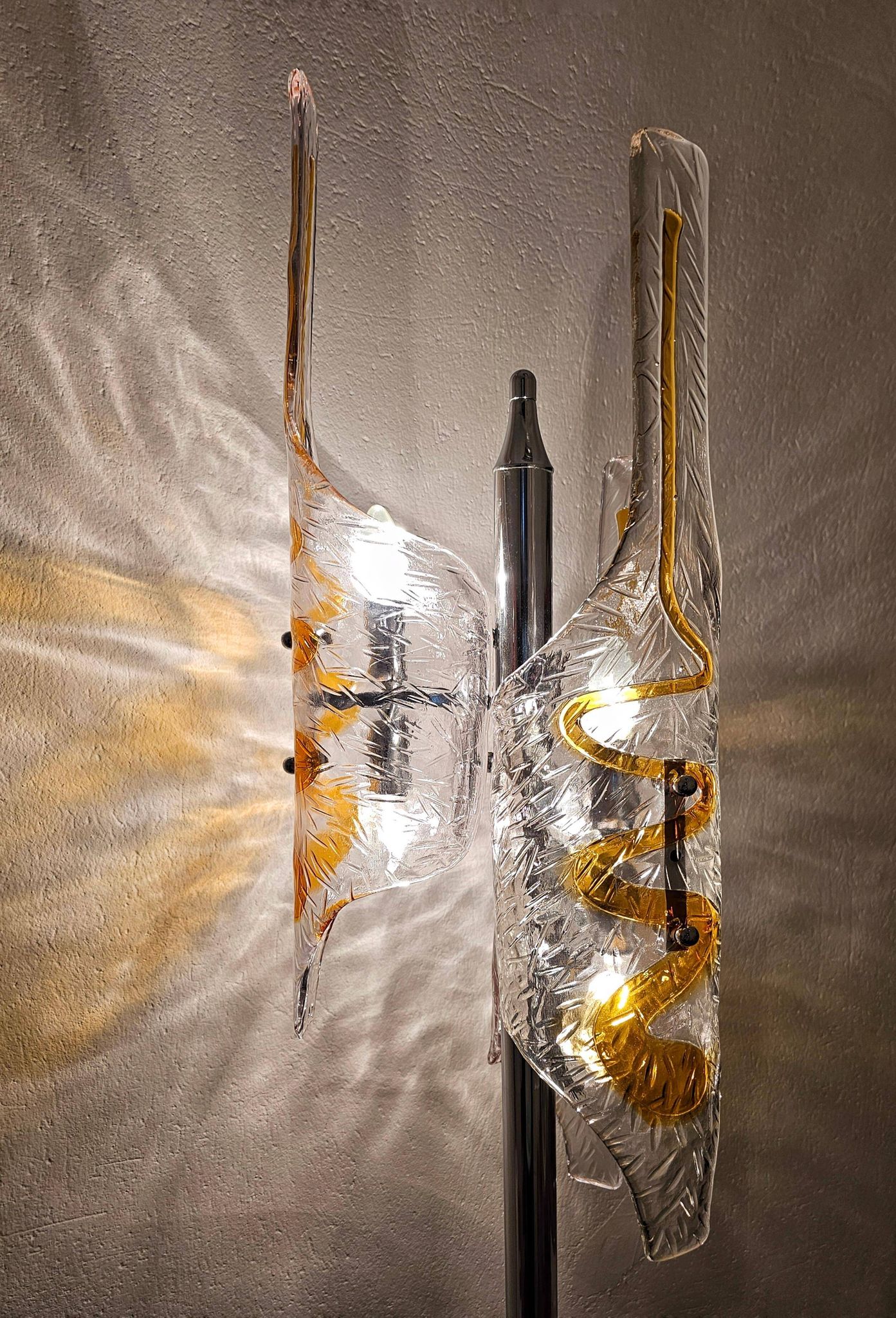 Mazzega floor lamp by Toni Zuccheri in Murano glass 1970s
