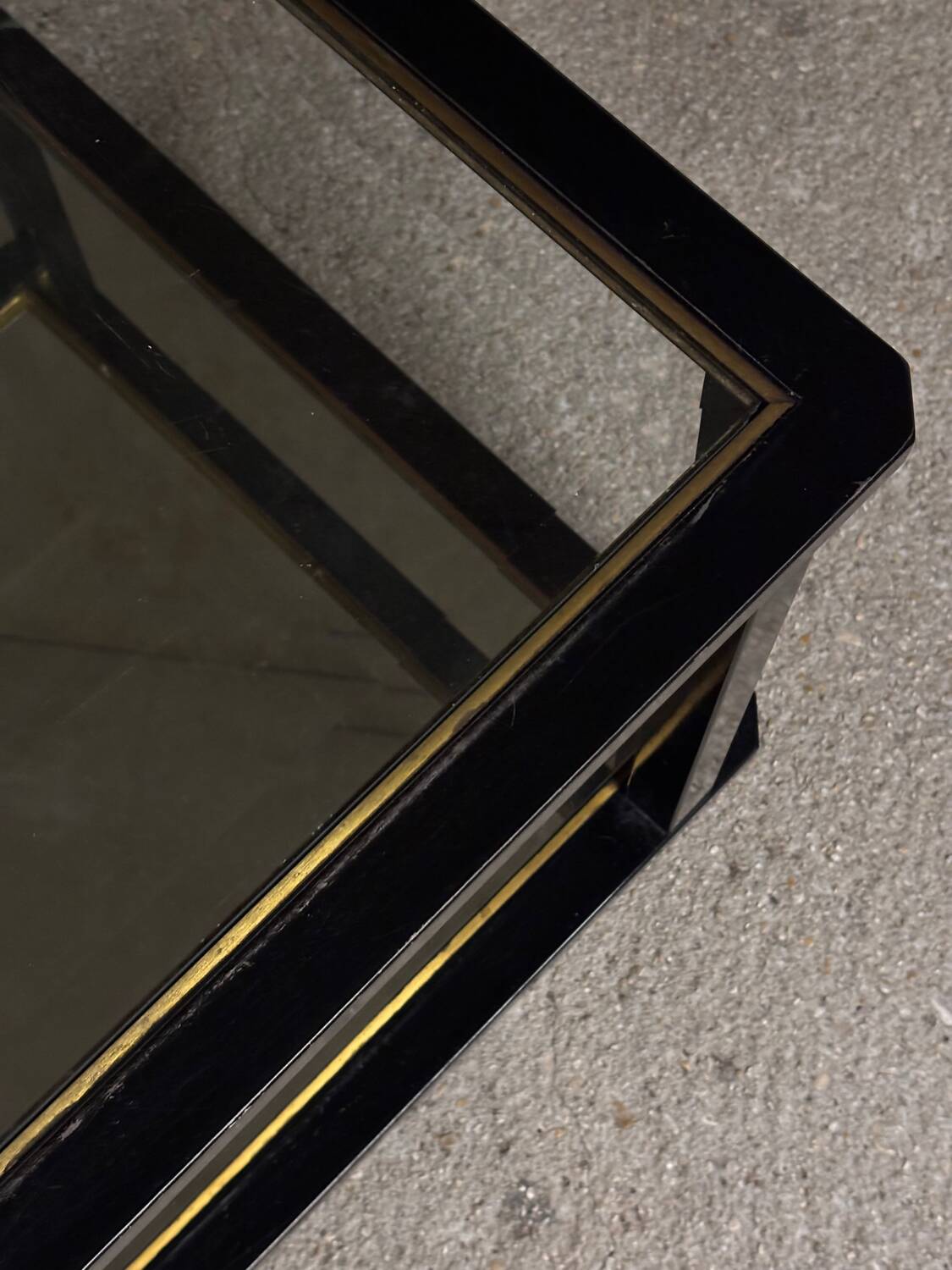 Large coffee table in metal, glass and mirror 1970