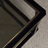 Large coffee table in metal, glass and mirror 1970
