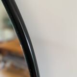 Miroir rond diamètre 90 cm monté sur panneau MDF, entourage teinté noir