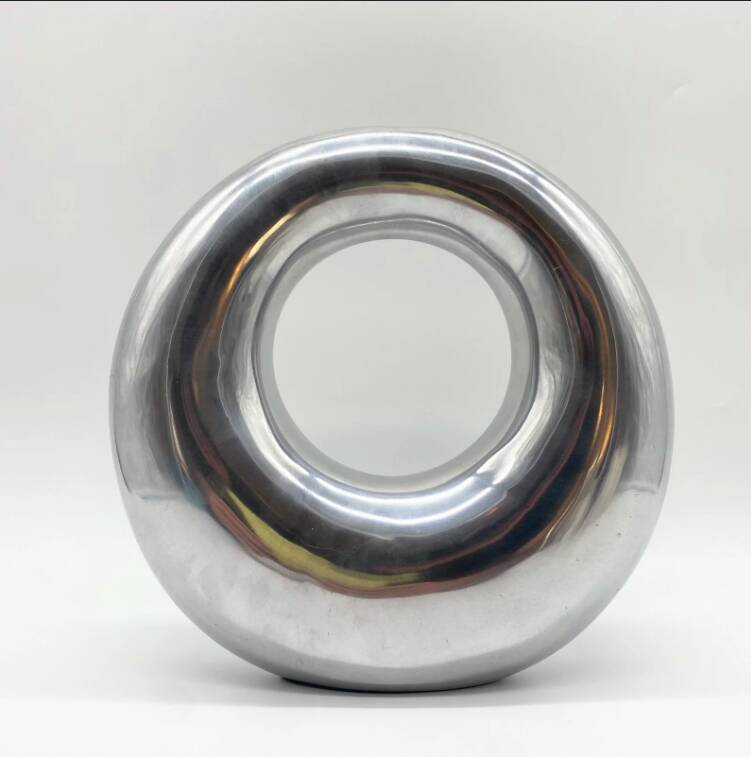 XXL “Donut” Vase / Polished Cast Aluminum – 1980s
