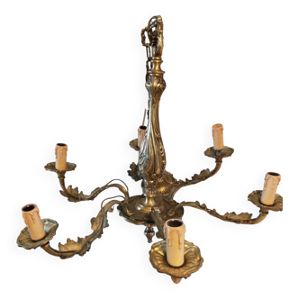 Lustre en bronze des années 1970 6 branches max 60w