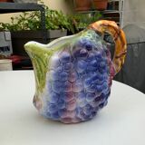 Old pitcher pitcher in slip shape vintage kitsch grape cluster