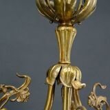 Art nouveau chandelier in gilt bronze, france, circa 1890