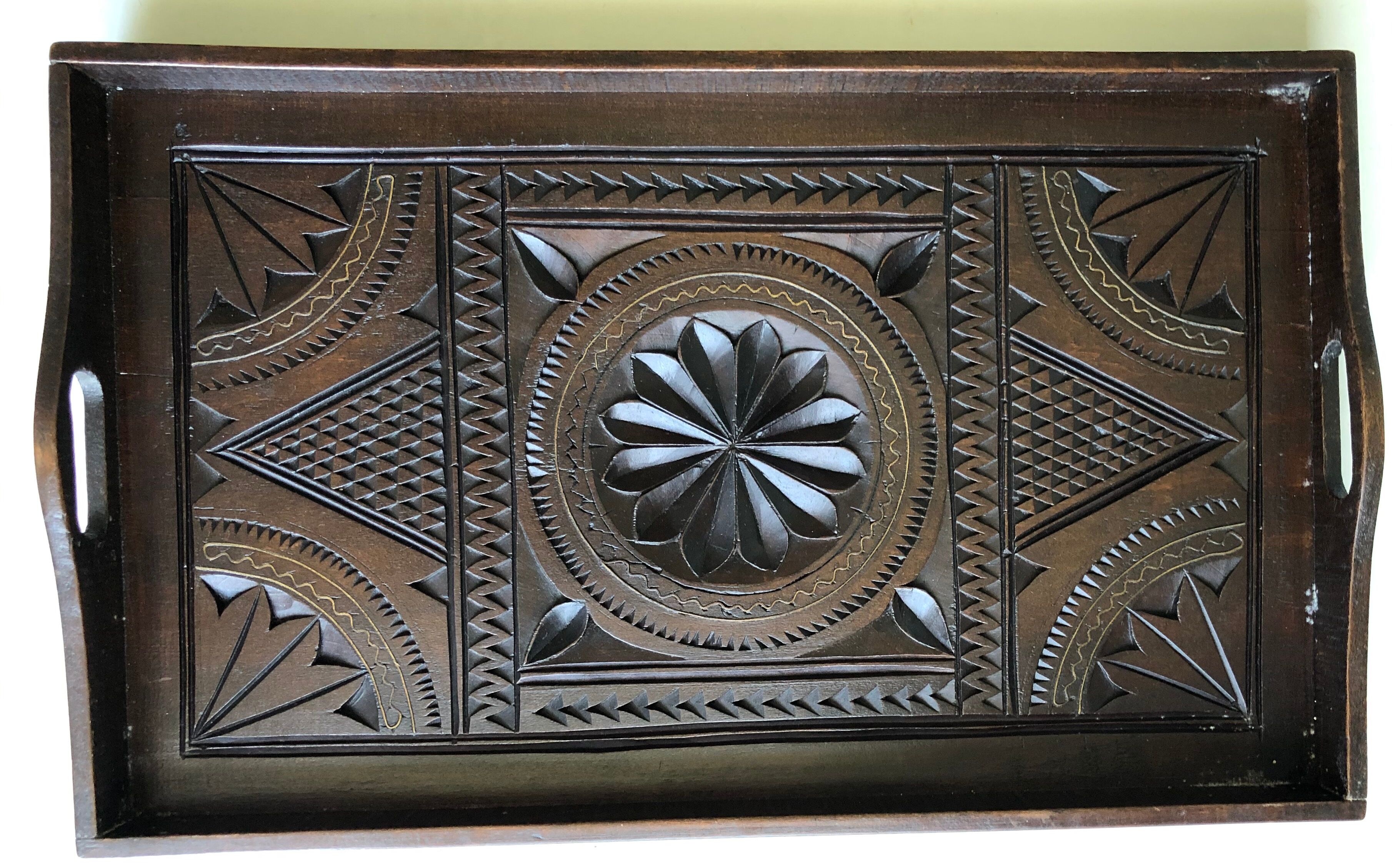 Carved wooden tray