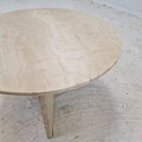 Italian Round Coffee or Side Table in Travertine, 1980s