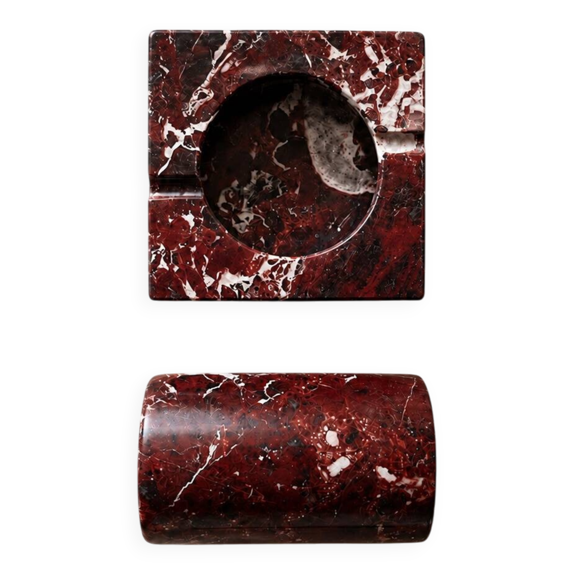 Brutalist marble ashtray and cigar holder.