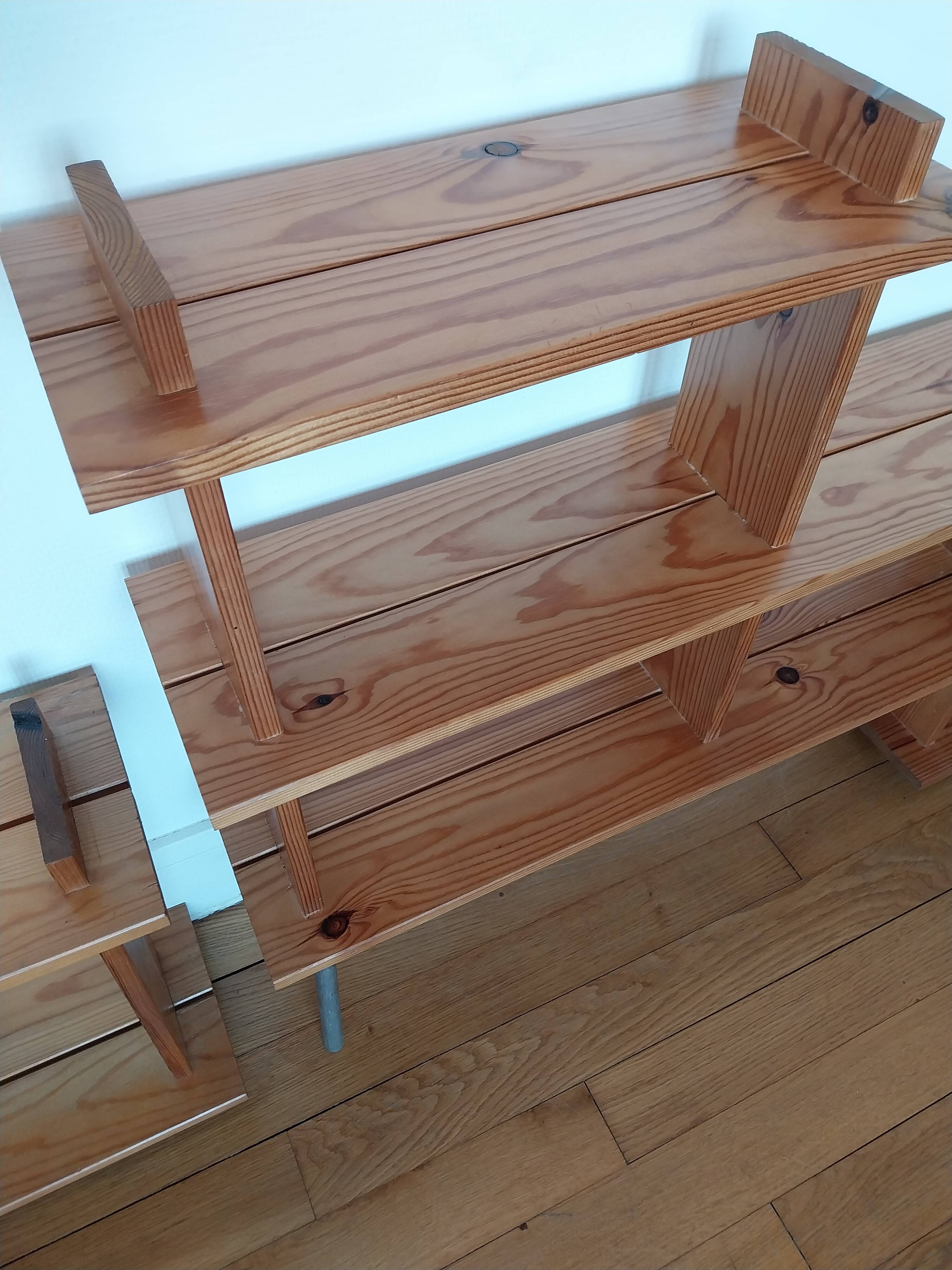 Vintage pine shelves in the style of Maison Regain.