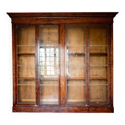 Importante bibliothèque Louis-Philippe 270 cm acajou flammé XIXe siècle dém