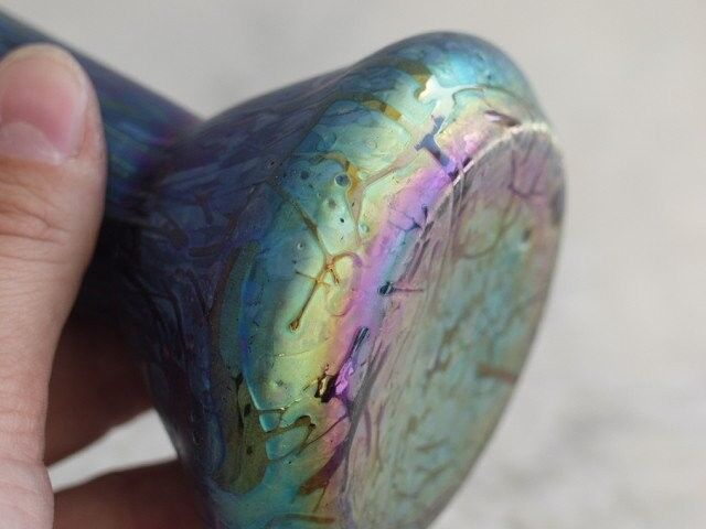 Vase in iridescent Glass Art new of PEACKOCK