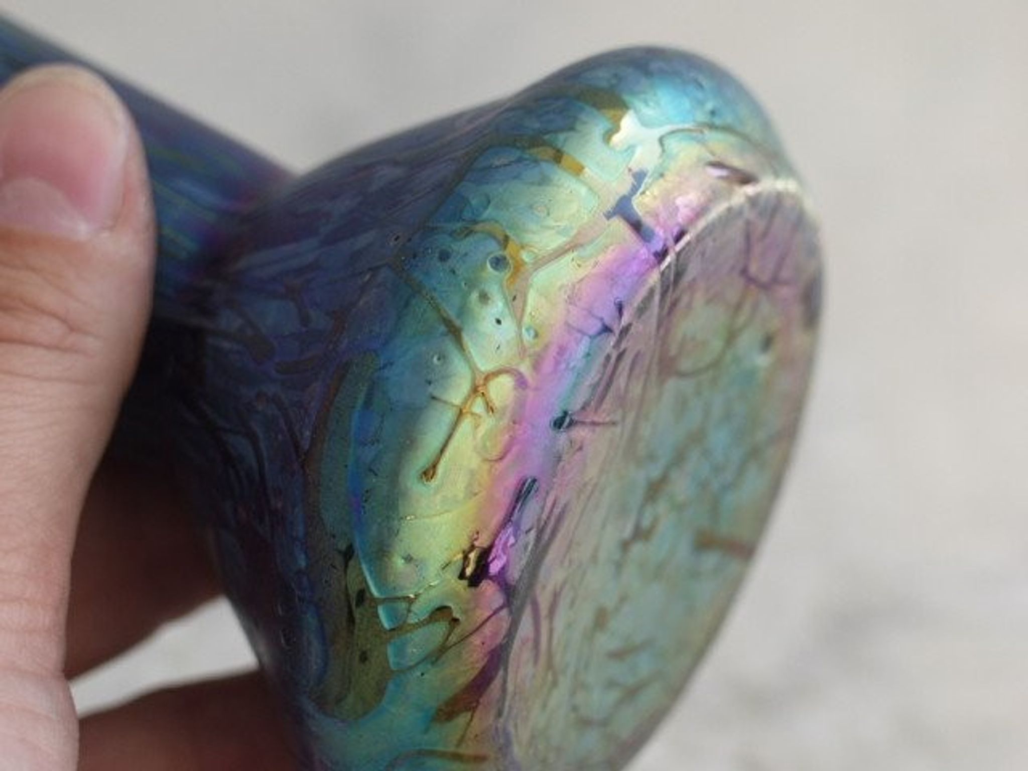 Vase in iridescent Glass Art new of PEACKOCK