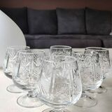 Lot 6 x verres à cognac en cristal de bohème taillé