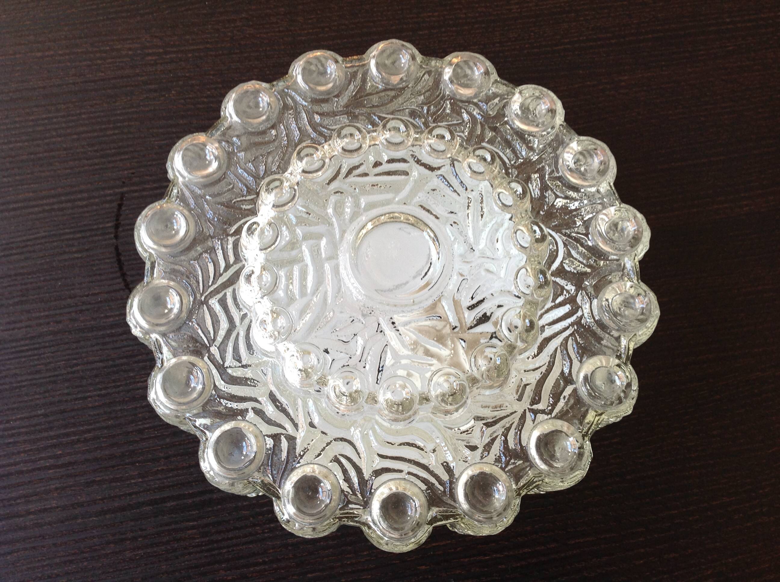 Round vintage bubbled glass ceiling light from the 60s and 70s