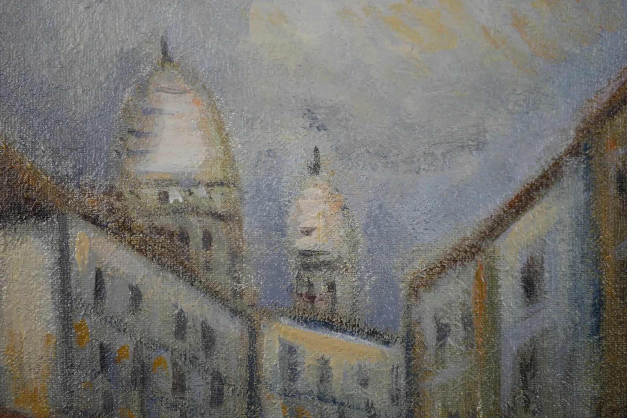 Michel Pabois - Montmartre before the storm - Oil on canvas signed.