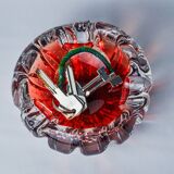 Sommerso bubbles pocket by Flavio Poli for Seguso, red Murano glass, Italy, 1970