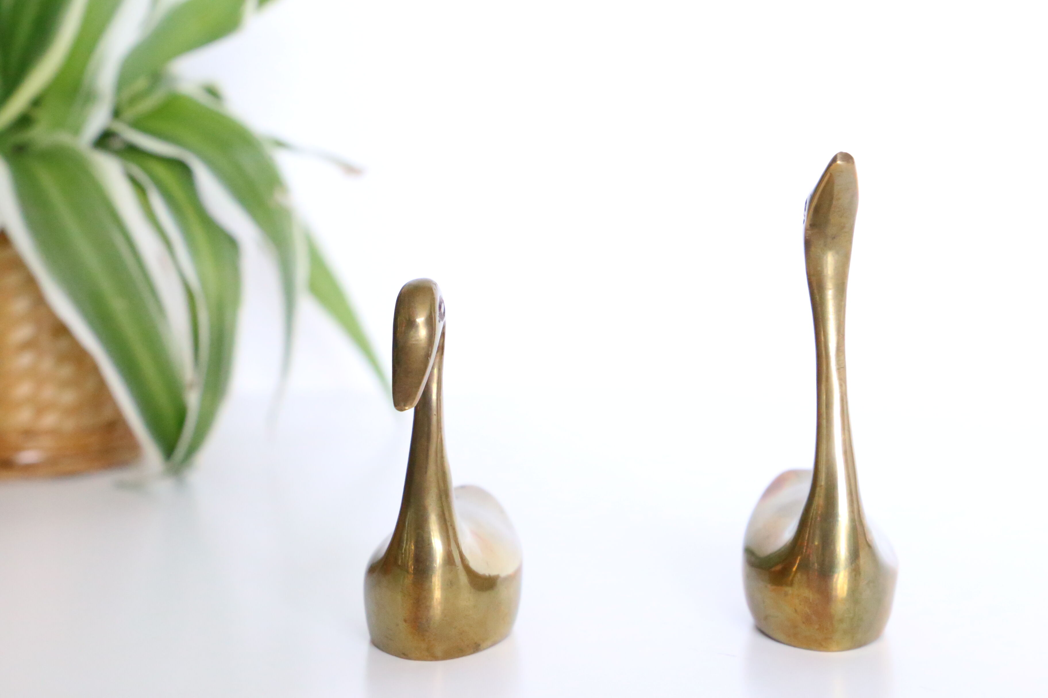Brass goose duo, vintage paper press