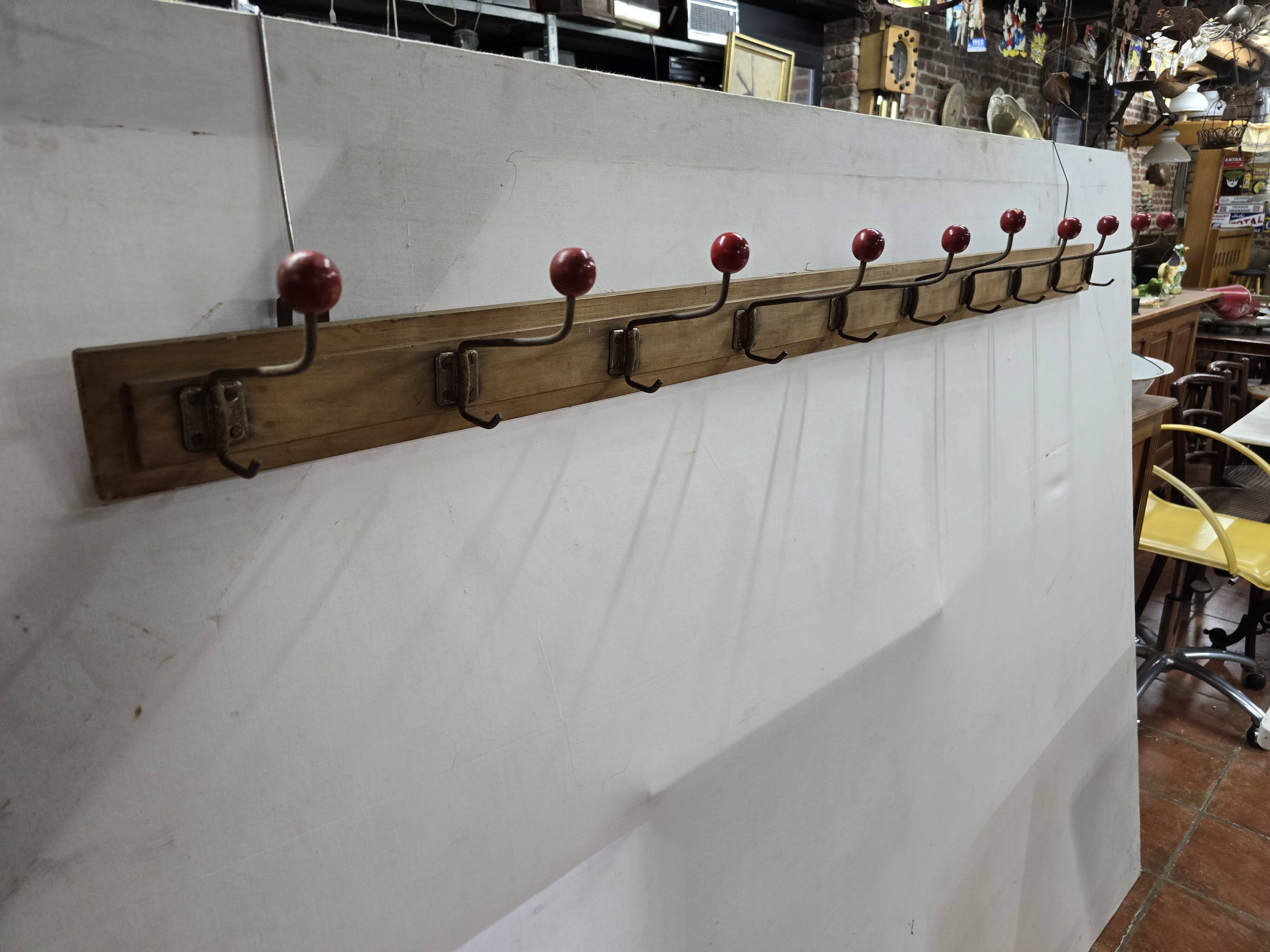 1960s school coat rack with 10 hooks