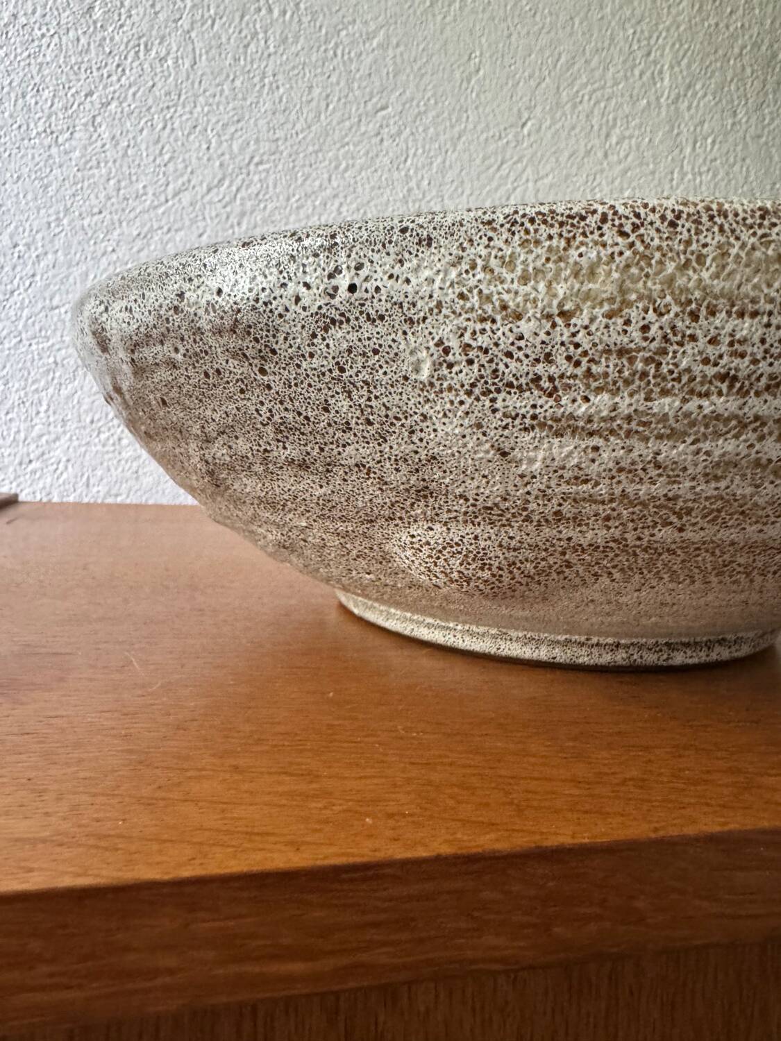 Large glazed stoneware bowl from the 60s