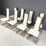 Vintage brass dining chairs by Belgo chrom, 1970s - set of 8