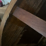 Low round art deco table in honey wood