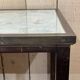 Tables gigognes mappemondes en acajou, verre et laiton - années 50