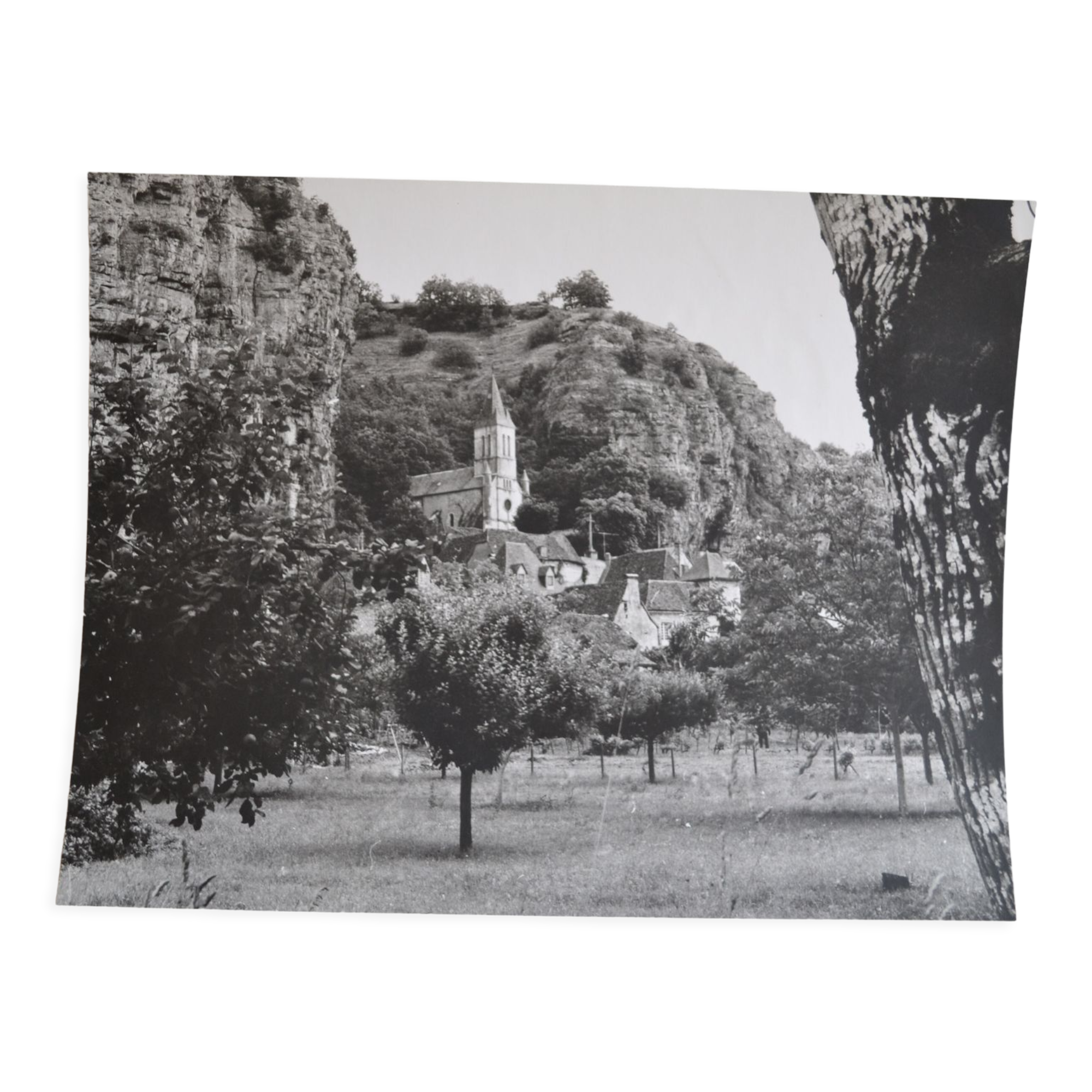 Anonymous silver photo orchard church south of france circa 1970