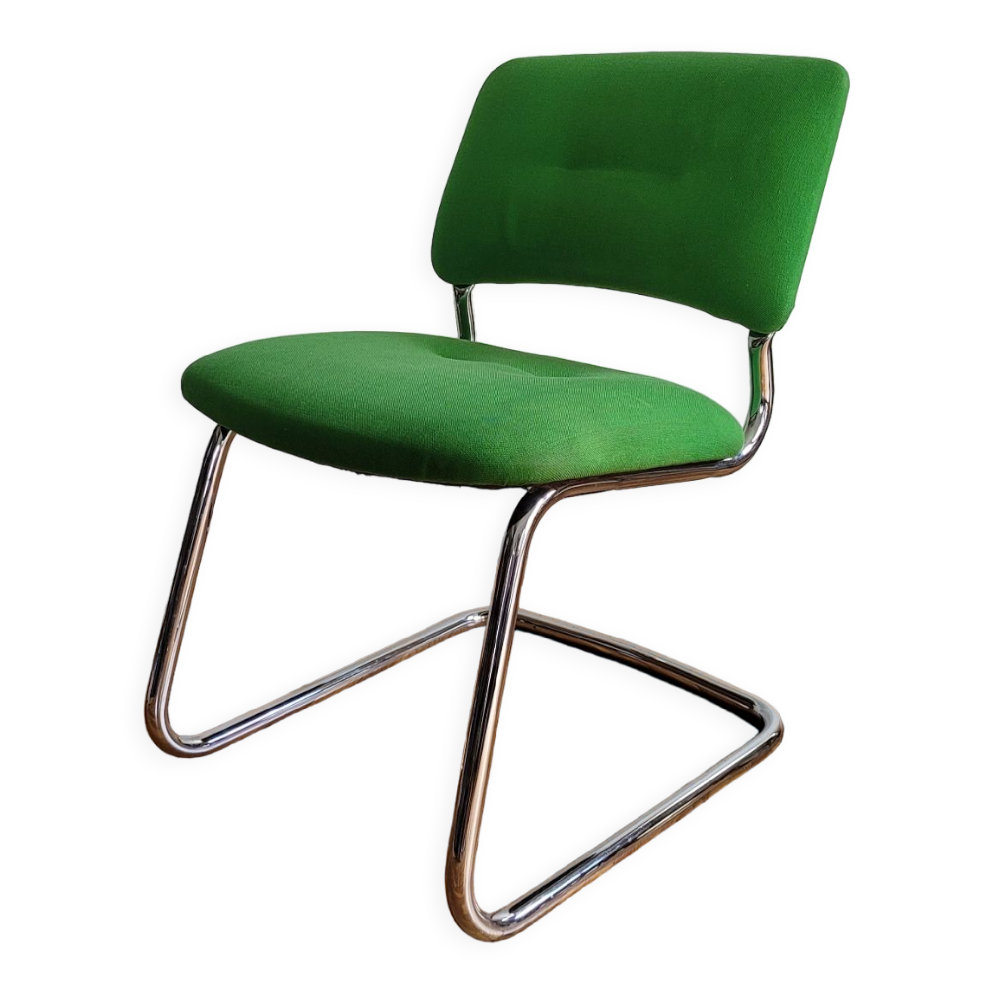 Vintage chair in wool and chromed metal