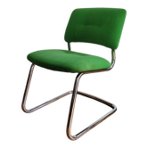 Chaise vintage en laine et métal chromé
