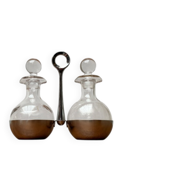 German vintage plateau for household oil and vinegar by WMF, 1970s, set of 3.