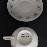 Porcelain cup with hand-painted cornflower decoration A.M