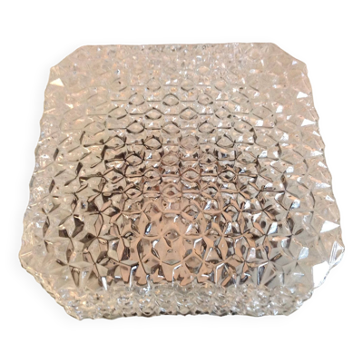 Plafonnier carré en verre pointes de diamants par RZB Leuchten, années 60-70