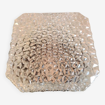 Square diamond-tipped glass ceiling light by RZB Leuchten / vintage 60s-70s