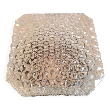 Square diamond-tipped glass ceiling light by RZB Leuchten / vintage 60s-70s