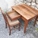 Antique walnut table and chair.