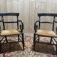 Pair of rustic straw-seated armchairs