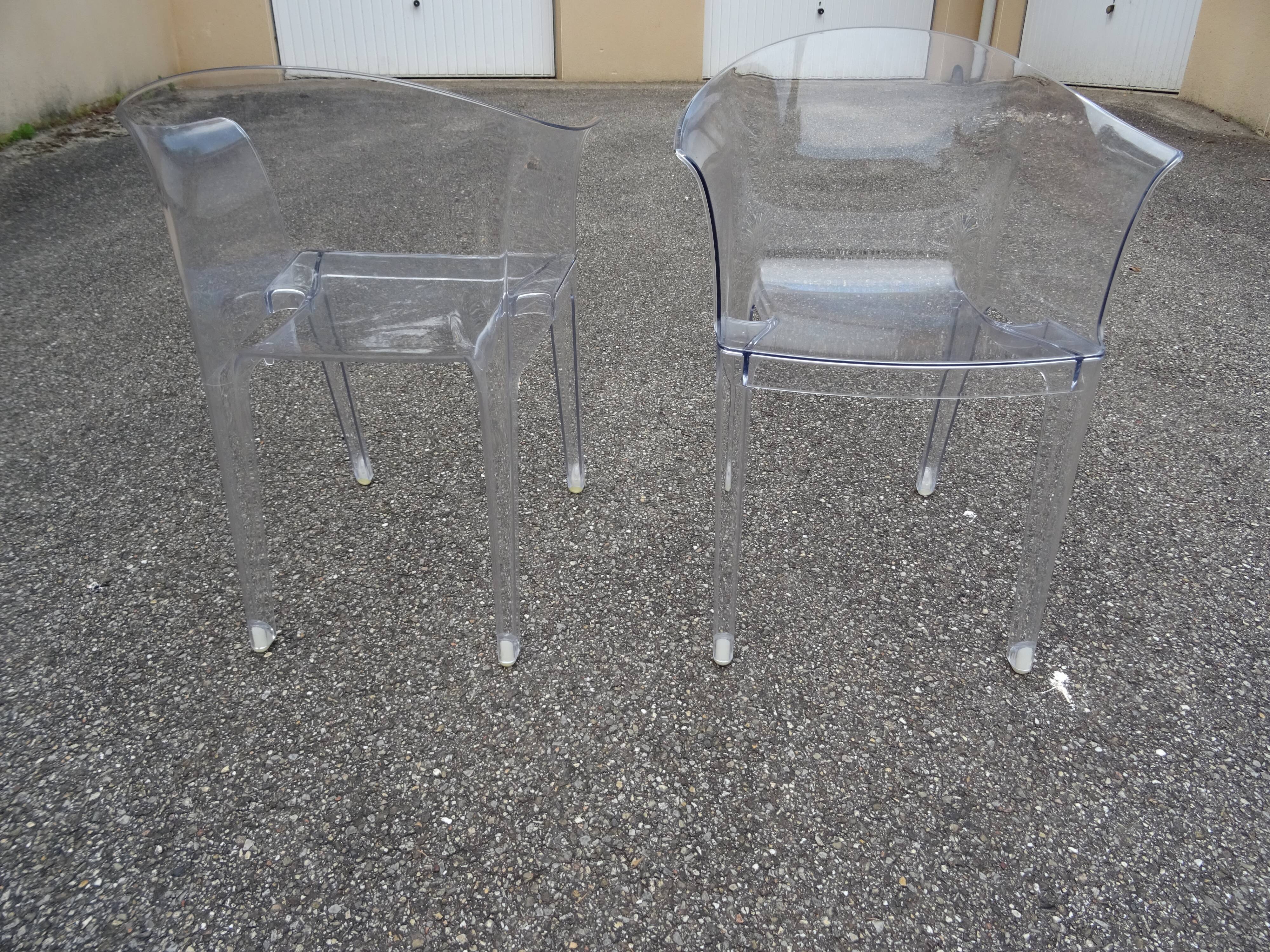 Pair of Tulipano armchairs in transparent plexiglass design Giovannoni