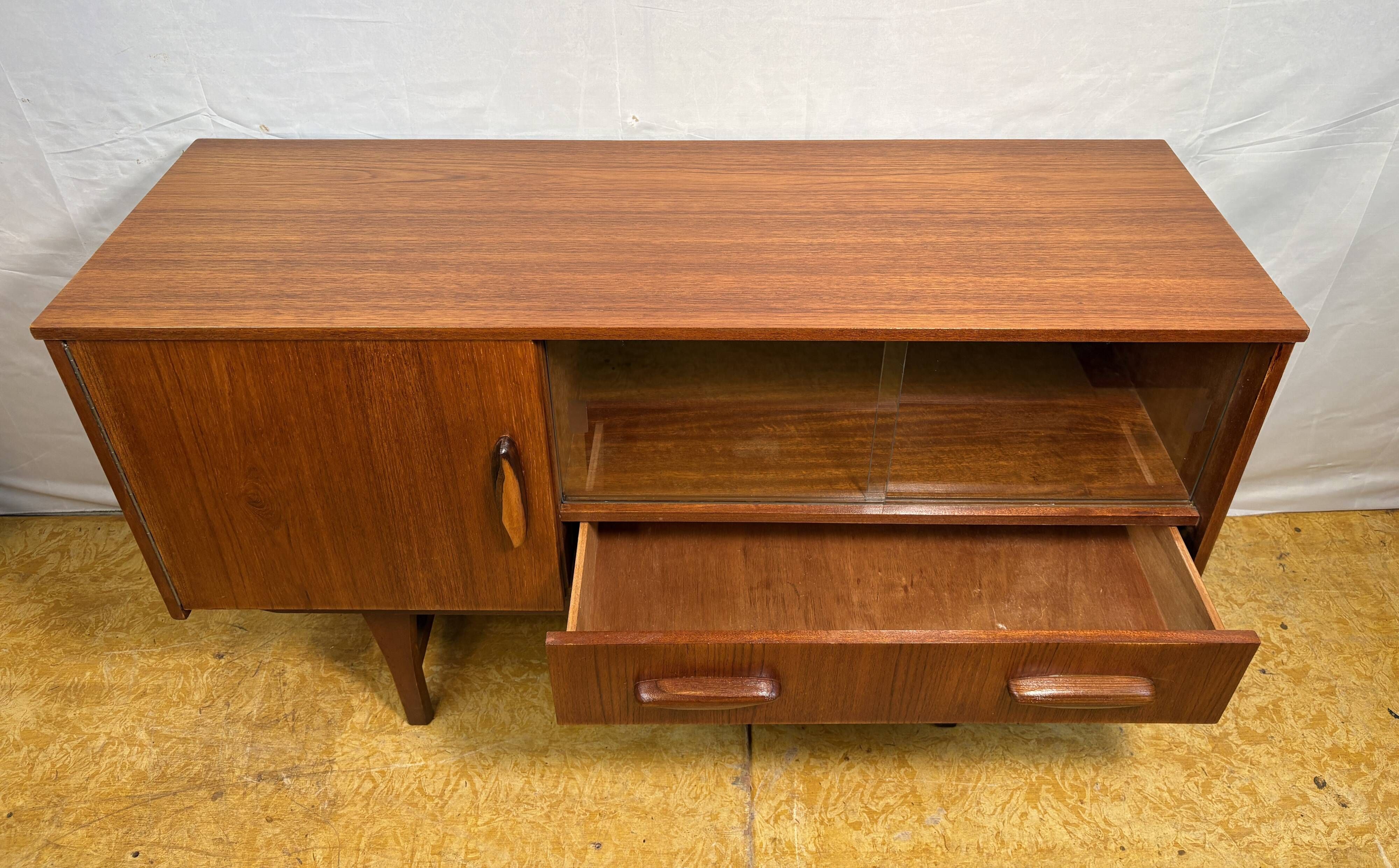 Mid-Century Retro Vintage Teak Small Sideboard by Jentique 1960s  Sliding G