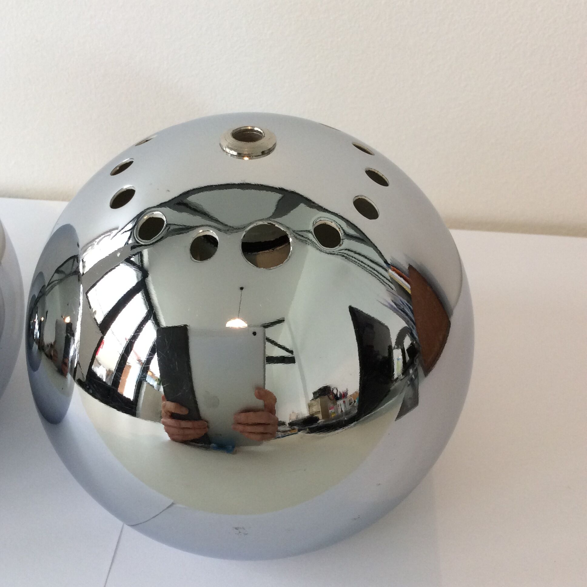 Pair of stainless steel ball globes