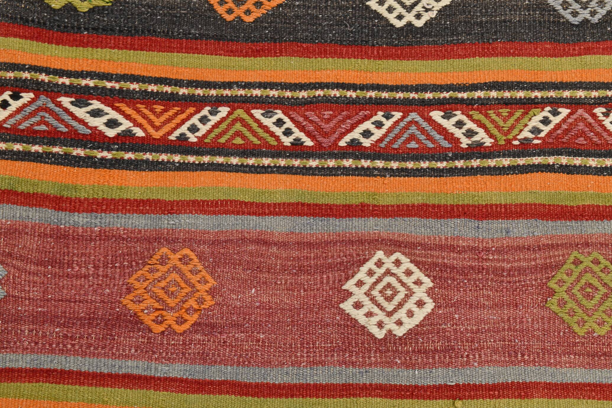 6x12 Long Wide Red Striped Kilim Rug,  190x356Cm