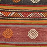 6x12 Long Wide Red Striped Kilim Rug,  190x356Cm