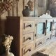 Small piece of furniture with glass doors and drawers