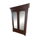 Antique walnut wood wardrobe with mirror