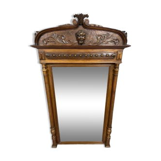 Renaissance style walnut pediment mirror circa 1850