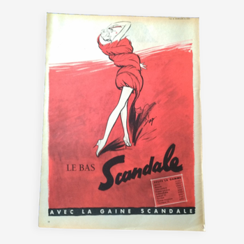 illustration publicité marque Scandale  femme mode issue d'une revue d'époque