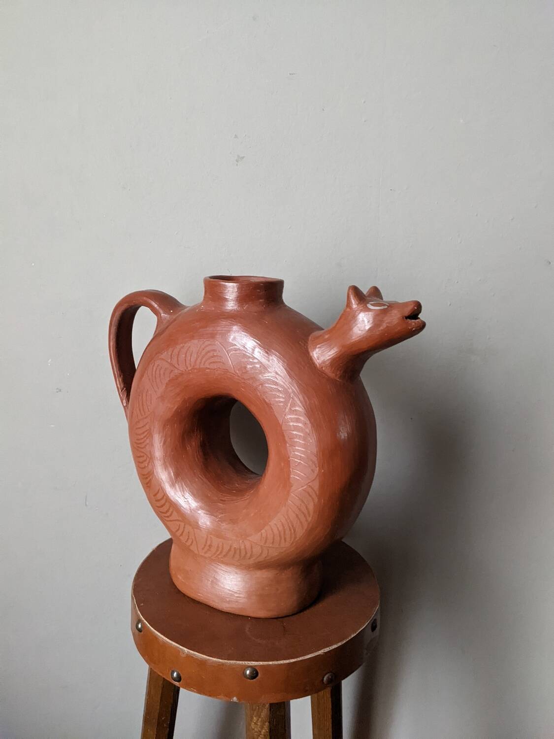 Handmade terracotta vase pottery Mexico