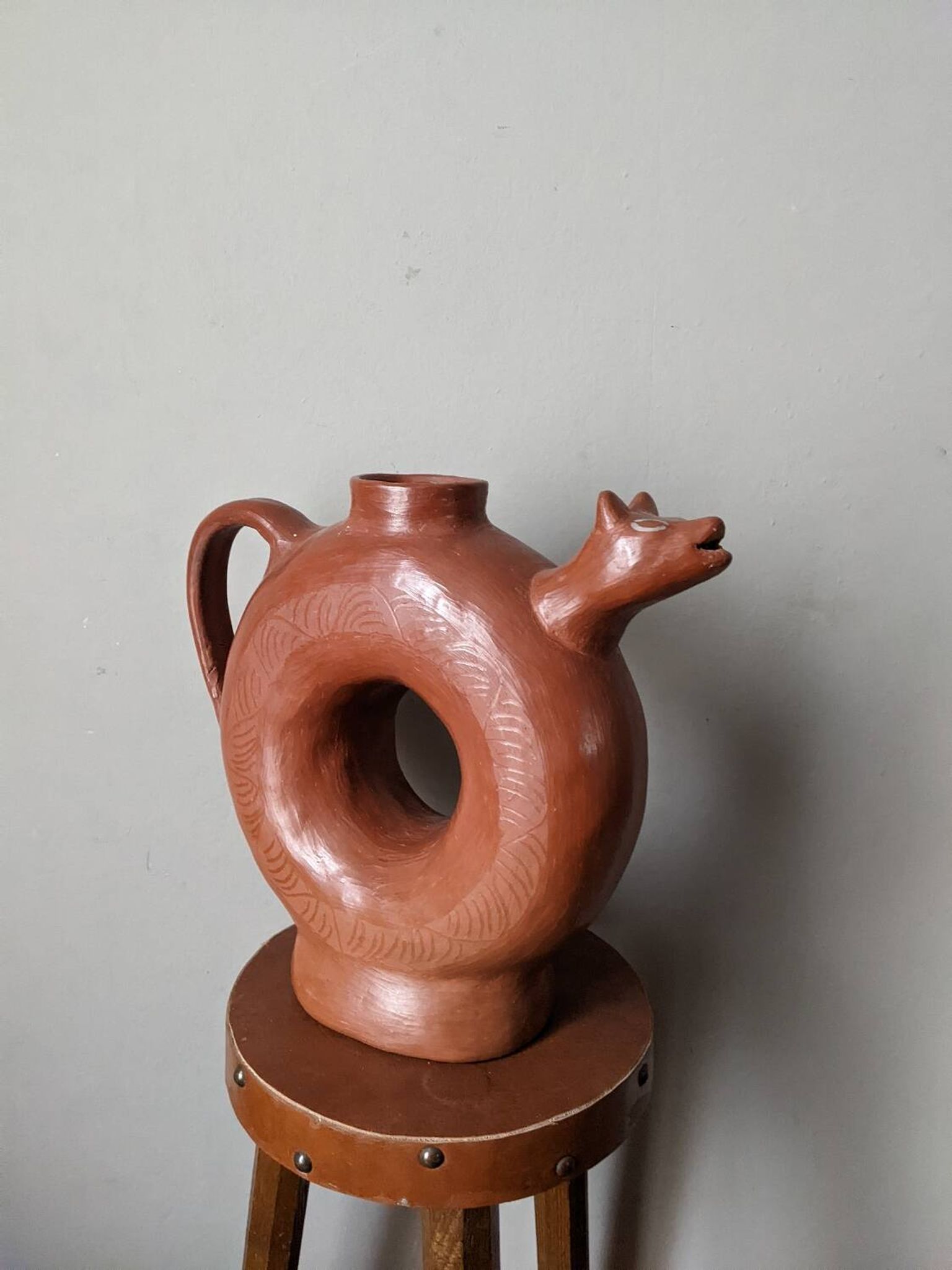 Handmade terracotta vase pottery Mexico