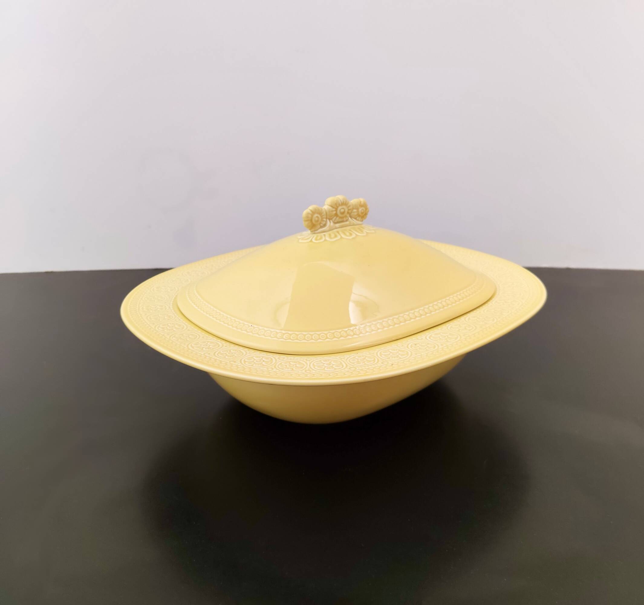 Yellow Earthenware Serving Centerpiece by Antonia Campi for Laveno,