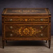 Louis XV style writing desk commode with drop-down front, made of precious wood.
